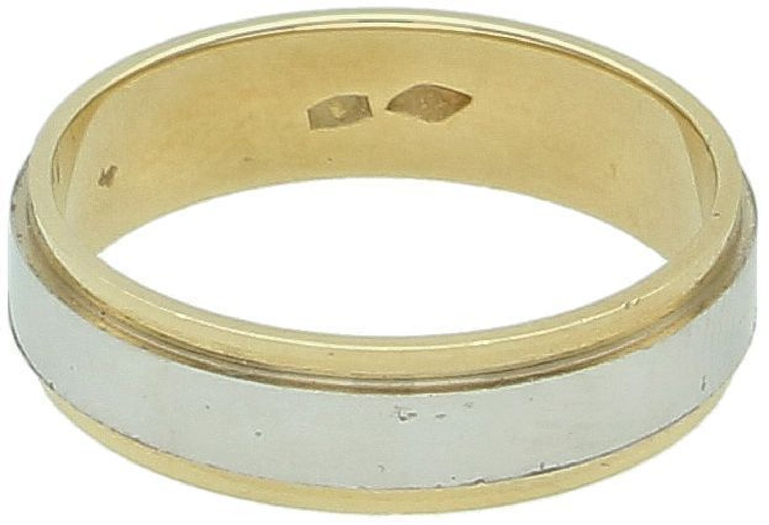 Złota obrączka damska z białym złotem 585  Płaska 5 mm  Rozmiar 15.jpg